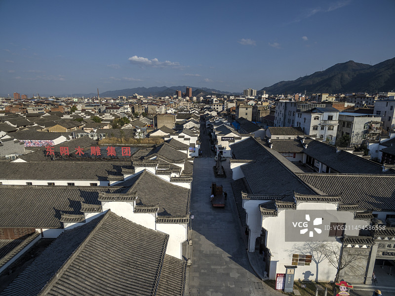 浙江东阳卢宅徽派建筑航拍图片素材