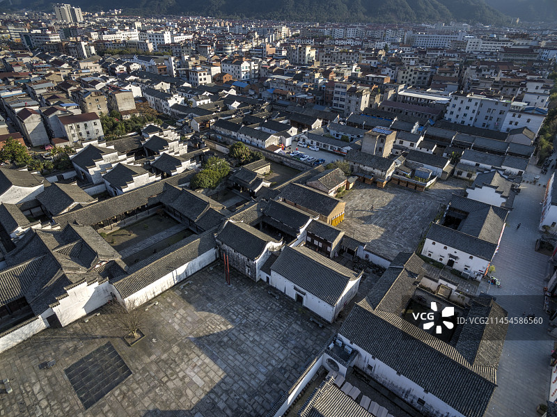 浙江东阳卢宅徽派建筑航拍图片素材