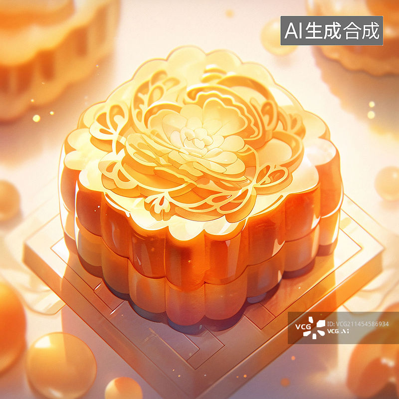 【AI数字艺术】中秋节月饼，传统节日美食插画图片素材