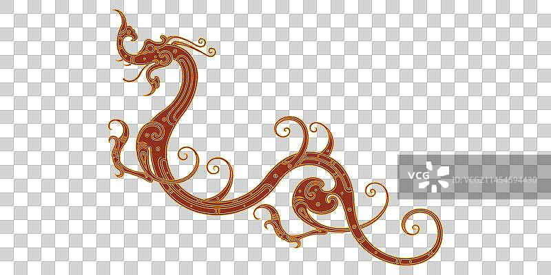 中国龙，传统龙纹图案，线描插画，龙年生肖设计素材图片素材