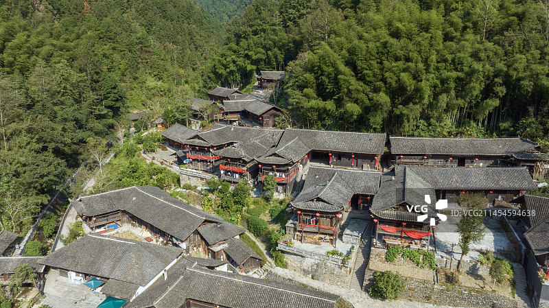 土家泛博物馆核心景区—湖北宣恩彭家寨土家吊脚楼群落图片素材