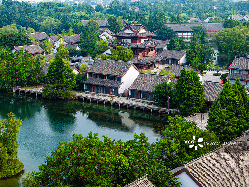 淮安洪泽水釜城景区航拍图片素材