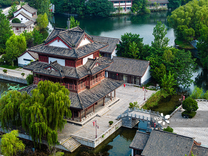 淮安洪泽水釜城景区航拍图片素材