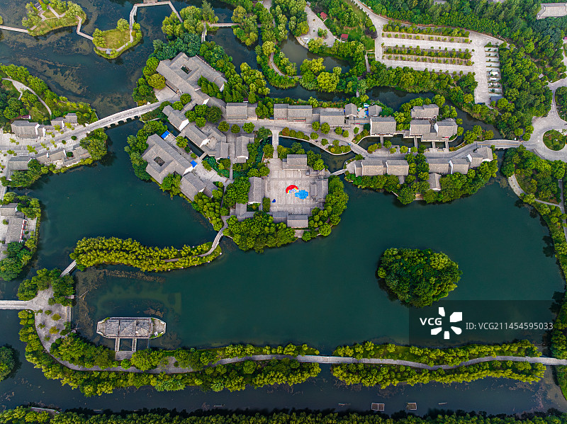 淮安洪泽水釜城景区航拍图片素材