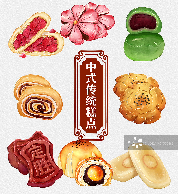 中式传统糕点组图图片素材