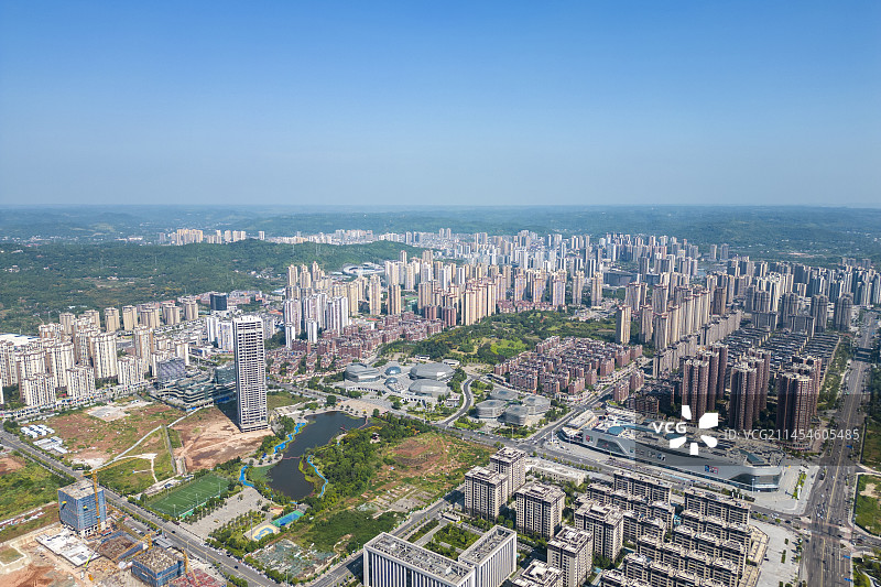 重庆市大足区城市全景航拍图片素材