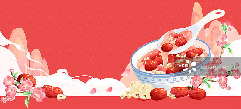 冬季腊八节腊八粥矢量插画图片素材