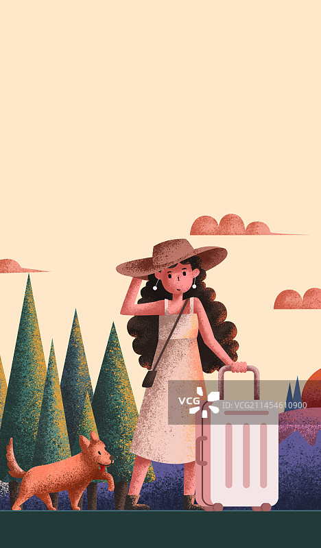 旅行夏日肌理惬意插画图片素材