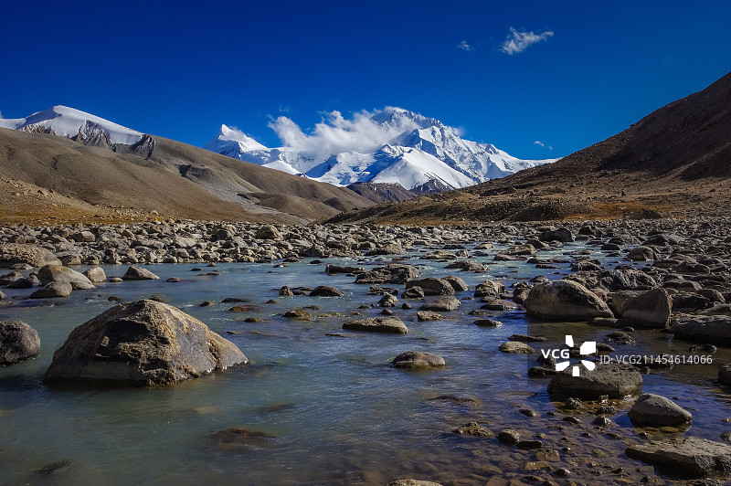 希夏邦马脚下峰山水雪山风光图片素材
