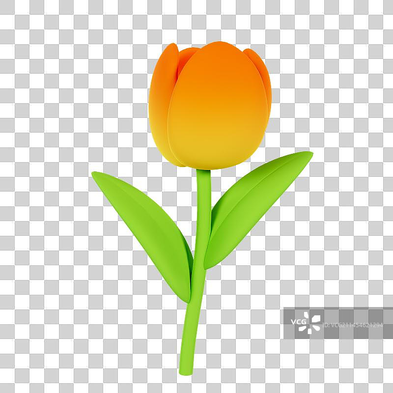 3D立体米黄色郁金香花朵元素图片素材