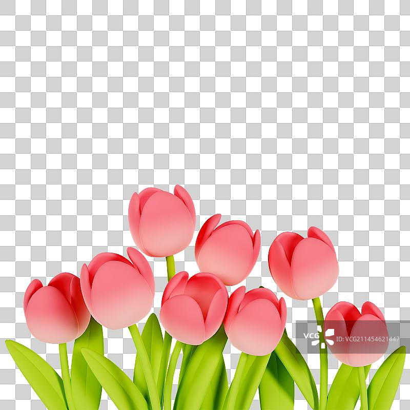 3D立体米红色郁金香花朵元素图片素材