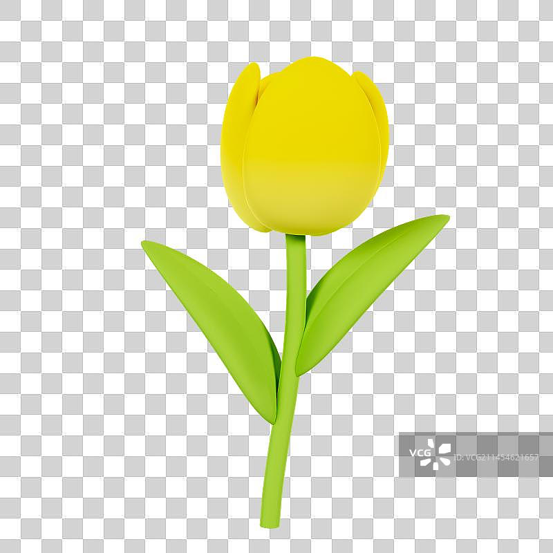 3D立体黄色郁金香花朵元素图片素材