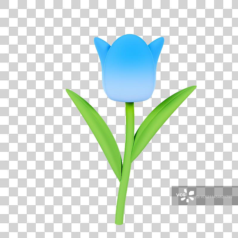 3D立体蓝色紫色郁金香花朵元素图片素材