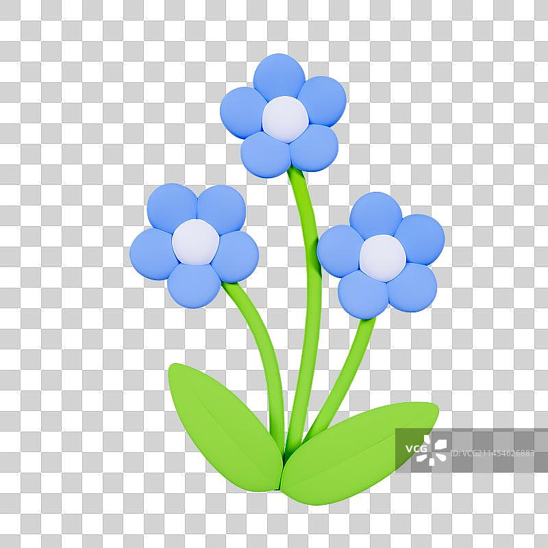 3D立体春天花朵花丛元素图片素材