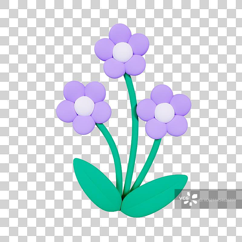 3D立体春天花朵花丛元素图片素材