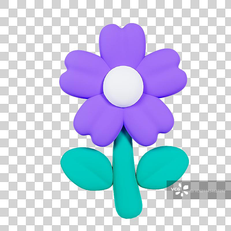3D立体可爱表情花朵植物小清新花卉元素图片素材