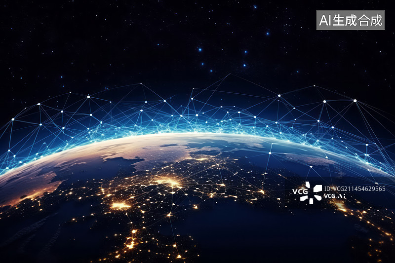 【AI数字艺术】全球信息网络大数据科技背景图图片素材