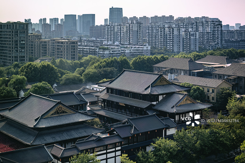 中国杭州香积寺晚霞图片素材