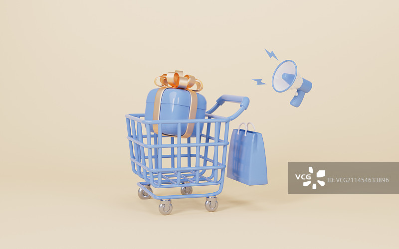 电商购物概念3D渲染图片素材