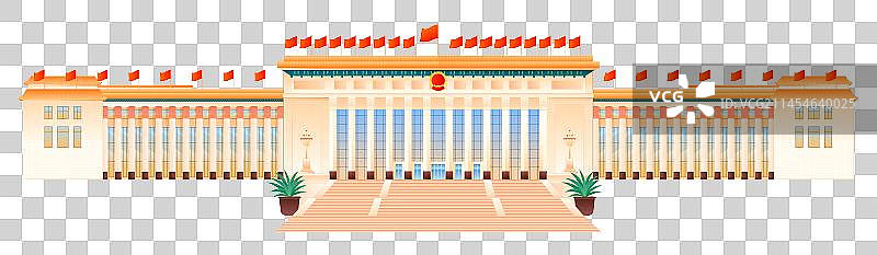 人民大会堂矢量插画建筑元素图片素材