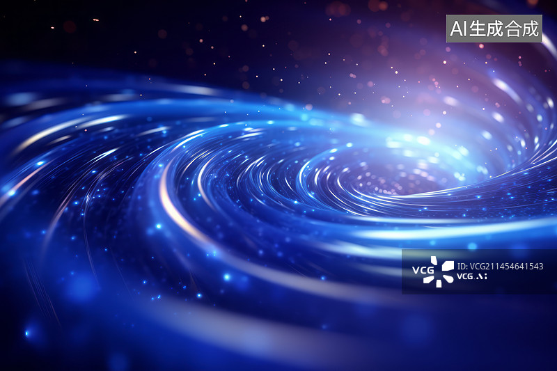 【AI数字艺术】蓝色发光旋涡抽象科技背景图图片素材