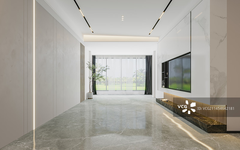 现代风格客餐厅空场景电视背景墙图片素材