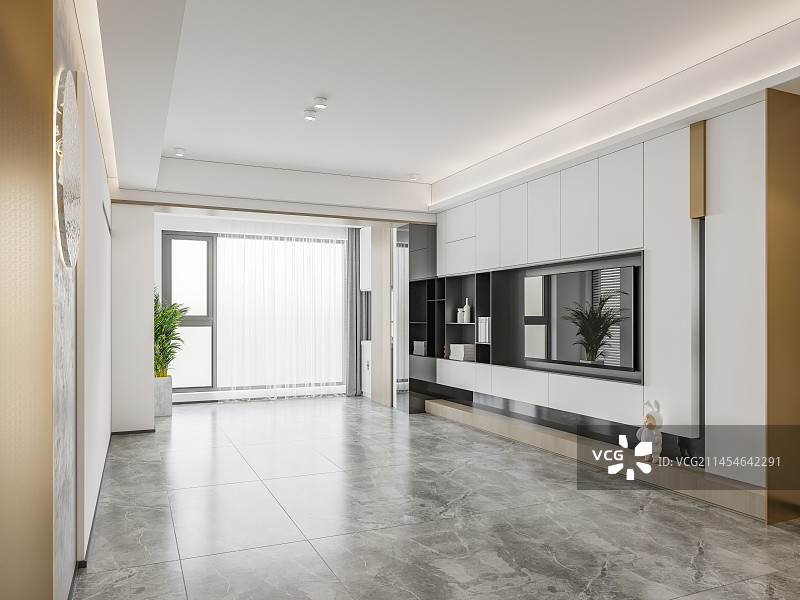 现代风格客餐厅空场景电视背景墙图片素材