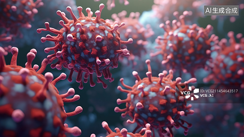 【AI数字艺术】病毒细胞流动日冕病毒细胞概念。病毒疾病爆发。肝炎病毒，流感病毒H1N1，流感病毒，细胞感染生物体，艾图片素材