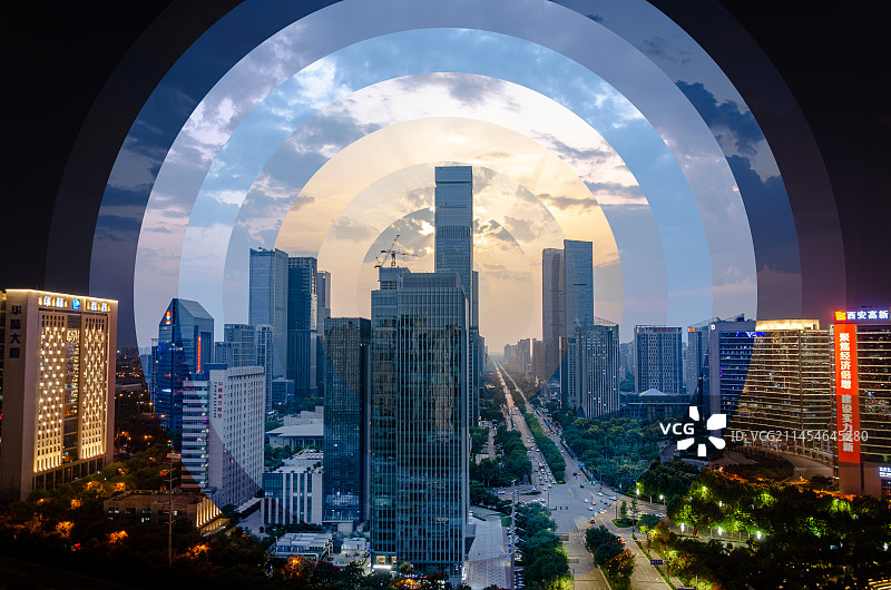 西安锦业路商务区风光图片素材