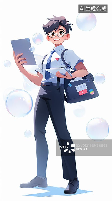 【AI数字艺术】男性白领人物插画图片素材