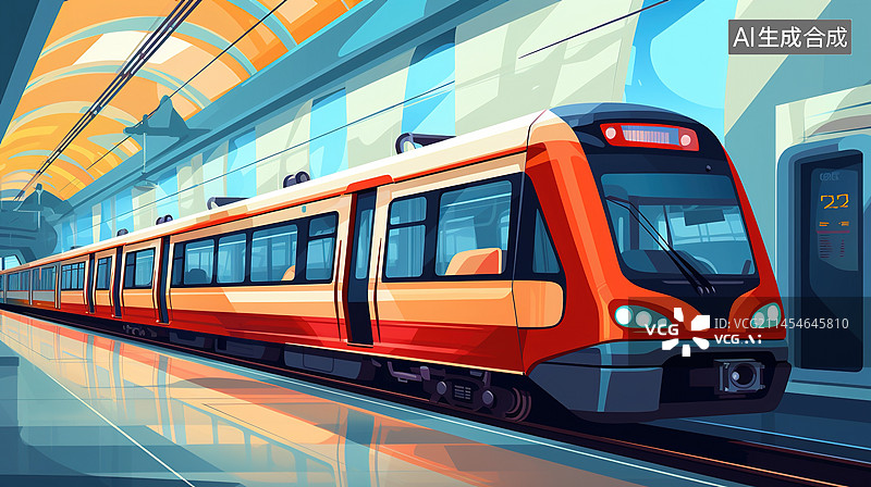 【AI数字艺术】国庆假日出发旅游动车插画高铁春运回家海报图片素材