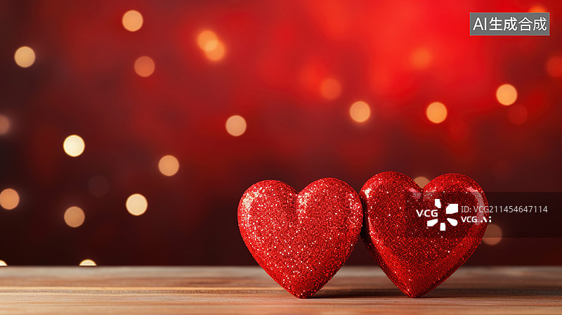 【AI数字艺术】情人节快乐横幅配3d红白心形氦气球，金色五彩纸屑。矢量横排广告背景为2月14日，结婚，纪念日，生日。图片素材