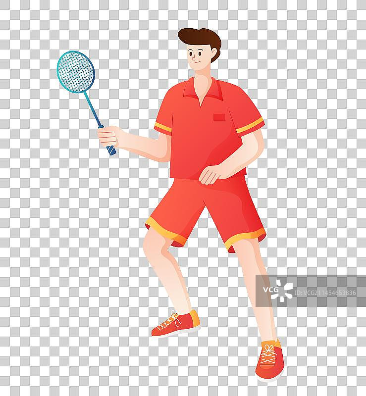 羽毛球运动员插画元素图片素材