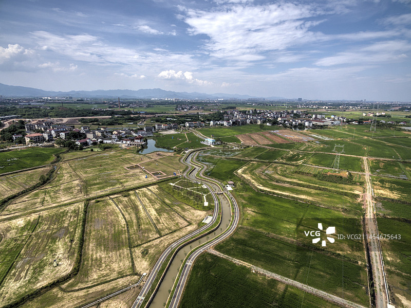 金华塘雅镇未来田园航拍图片素材