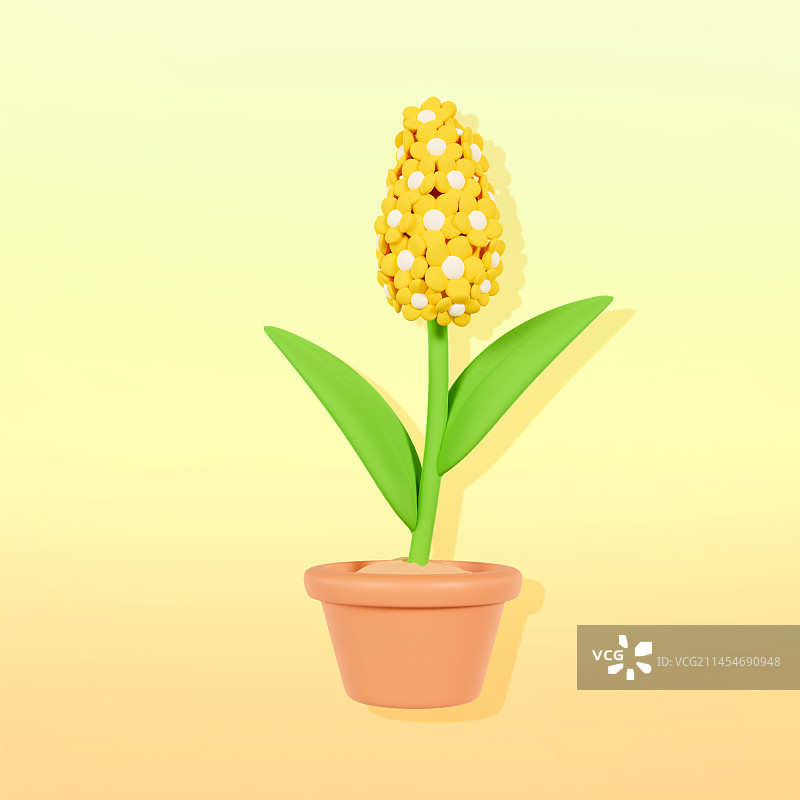 3D立体风信子花朵春天植物插画图片素材