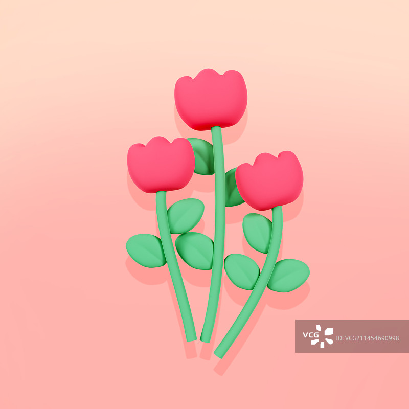 3D立体春天花朵花丛插画图片素材