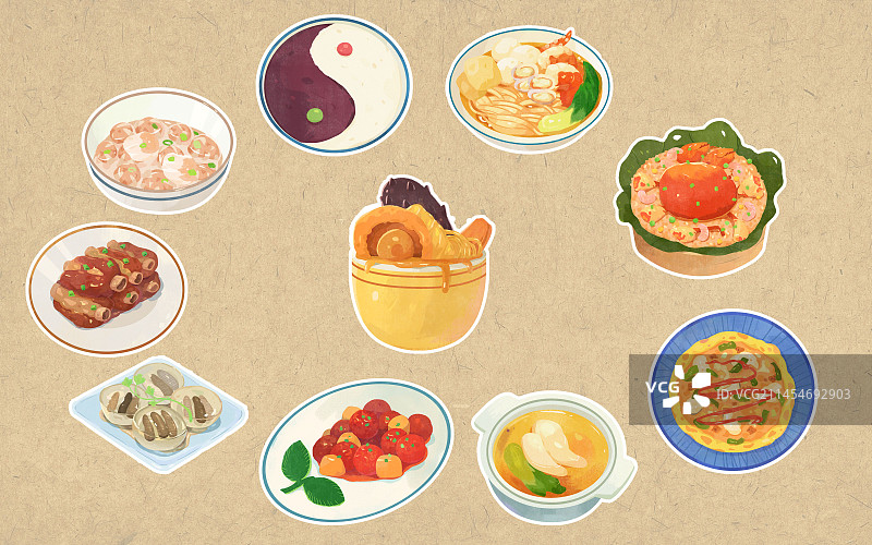 卡通八大菜系闽菜插画图片素材