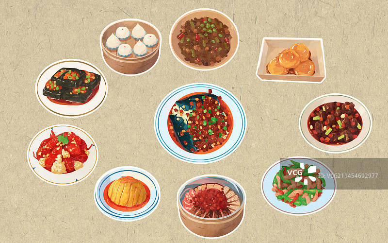 卡通八大菜系湘菜插画图片素材