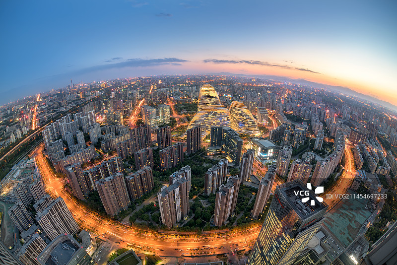 中国北京望京建筑群日落图片素材