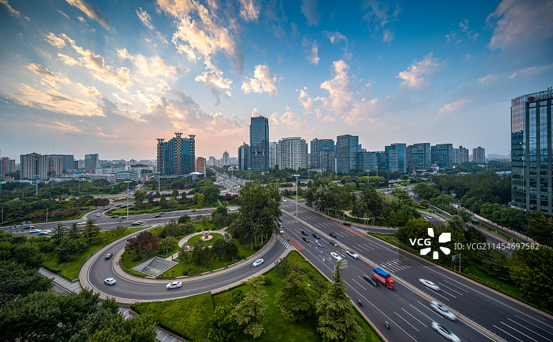 北京三元桥日落风景图片素材