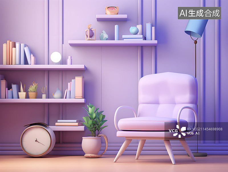 【AI数字艺术】沙发，书房，客厅，室内设计，家具，图片素材