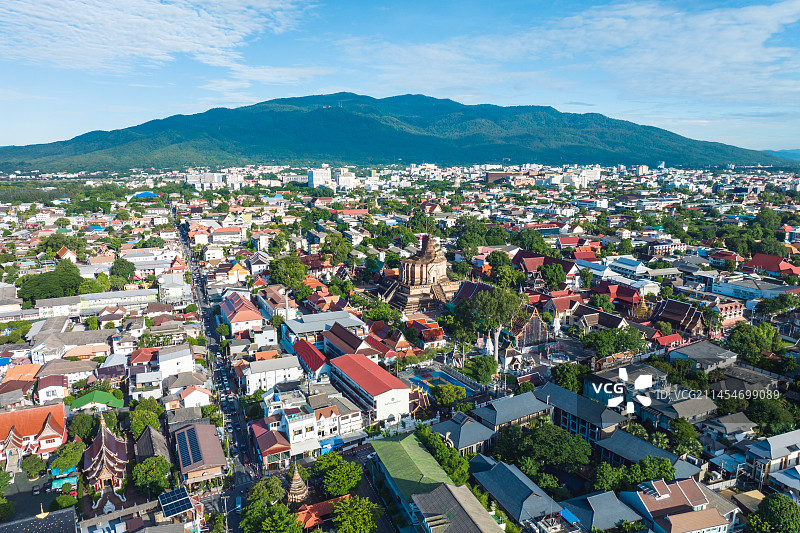 航拍泰国清迈古城城市风光图片素材