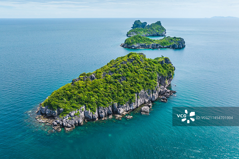 泰国苏梅岛安通海洋国家公园Ang Thong红统群岛岛屿自然风光航拍图片素材
