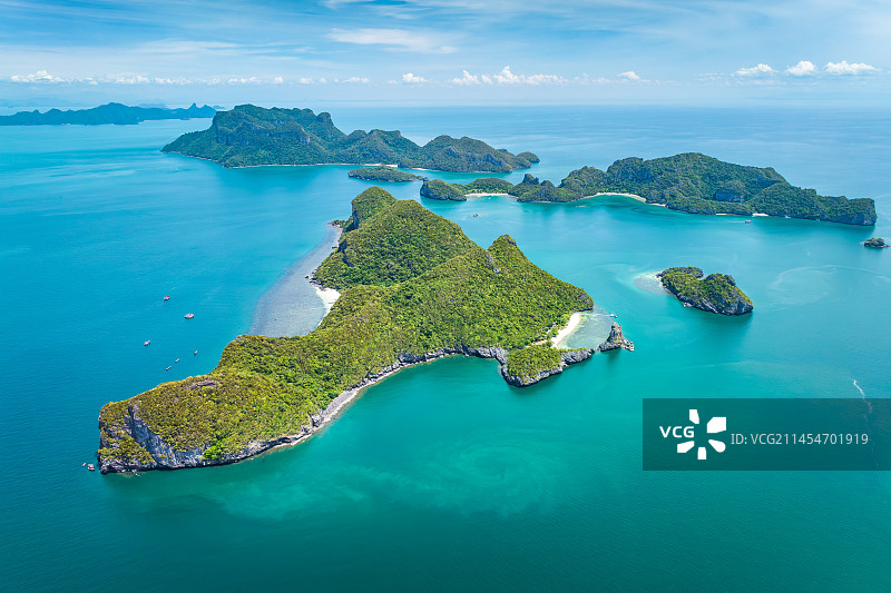 泰国苏梅岛安通海洋国家公园Ang Thong红统群岛岛屿自然风光航拍图片素材