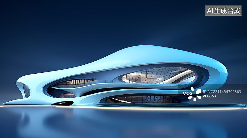 【AI数字艺术】科技展馆建筑图片素材