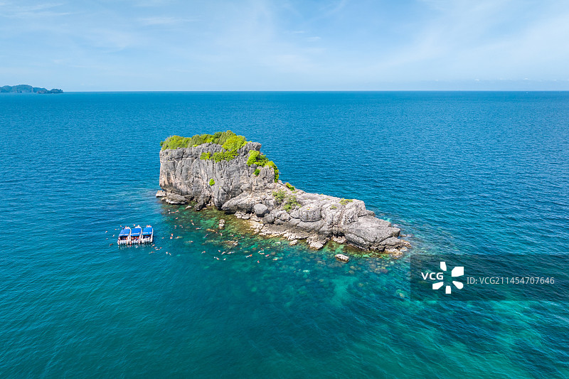 泰国安通国家海洋公园Ang Thong海岛浮潜自然风光航拍图片素材
