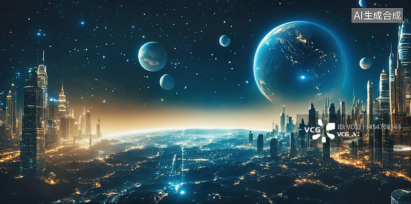 【AI数字艺术】元宇宙和未来城市概念图图片素材