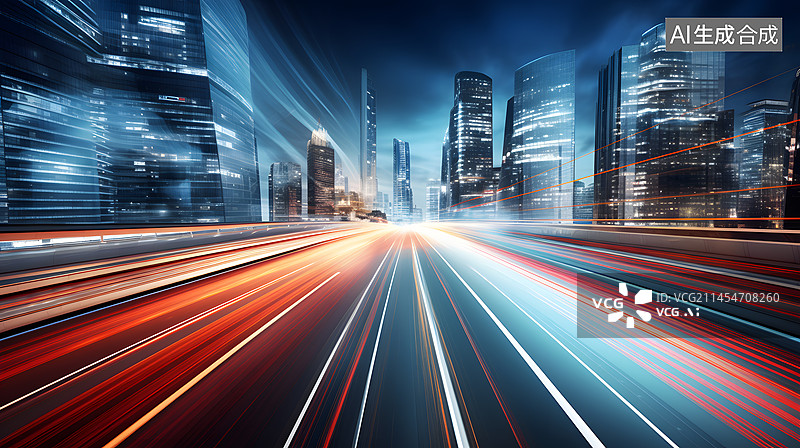 【AI数字艺术】城市道路科技背景图片素材