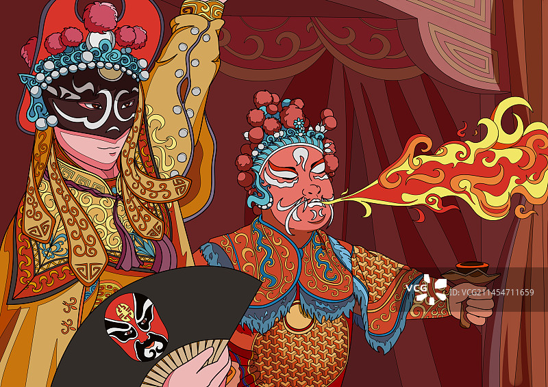 川剧变脸喷火图片素材