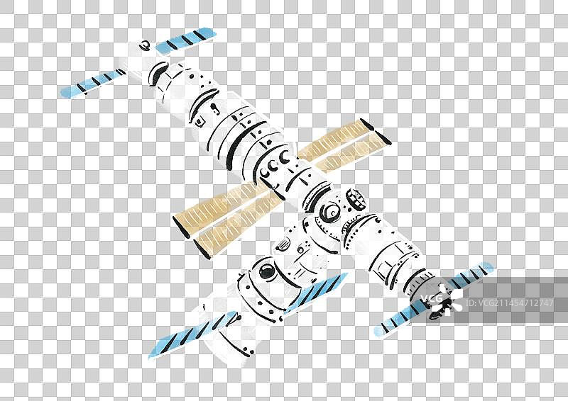 中国空间站插画元素图片素材